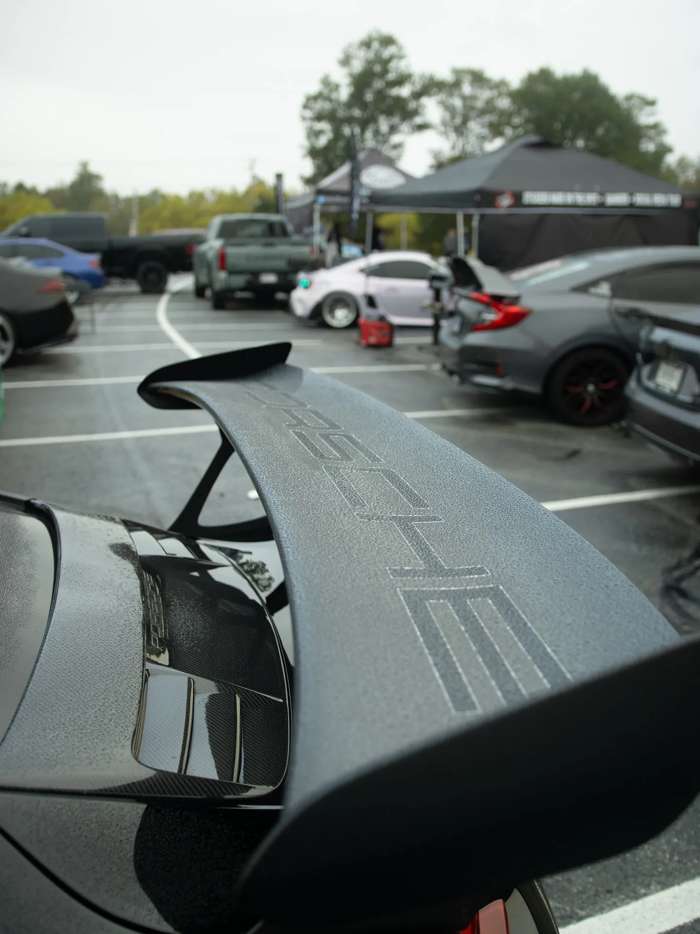 GT3 RS wing over a Hudson Valley car meet
