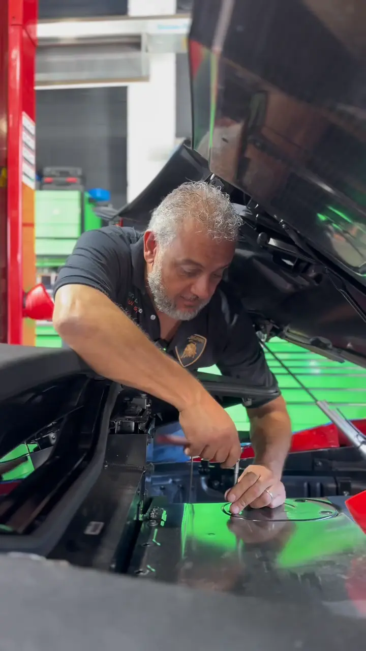 Lamborghini in the bay for performance service